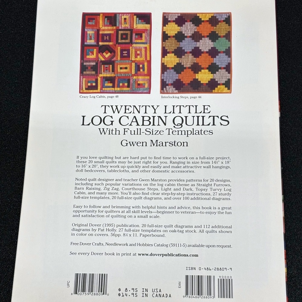 Dover Twenty Little Log Cabin Quilts Gwen Marston Full-Size Templates Book - Picture 2 of 5